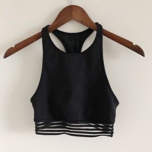 Alo Yoga Black Longline High Neck Racerback Top S